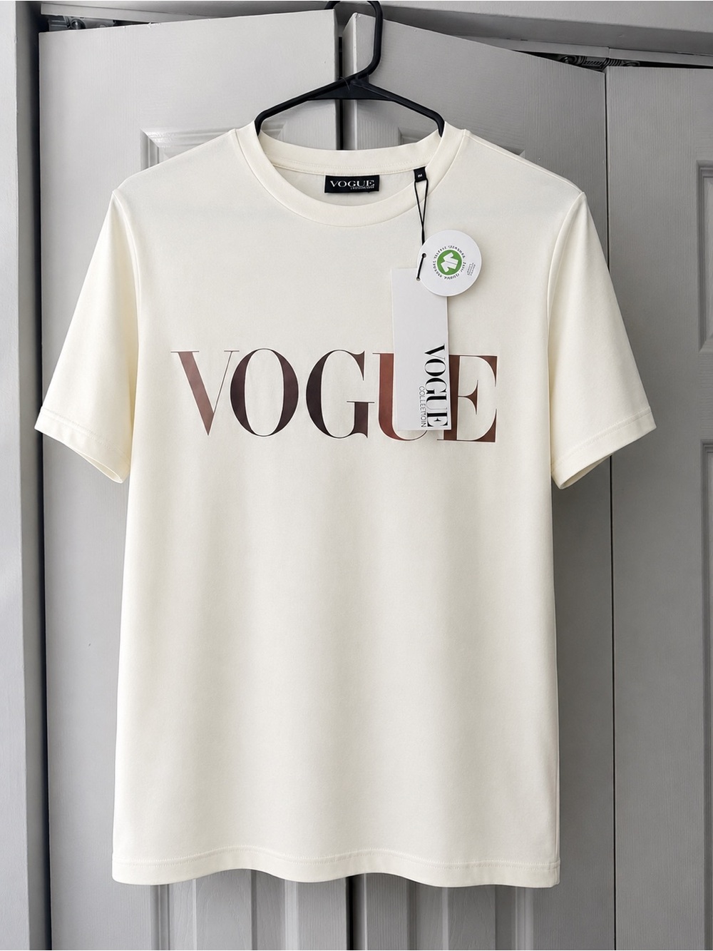Vogue Ivory Short Sleeve Tee with Gradient Logo